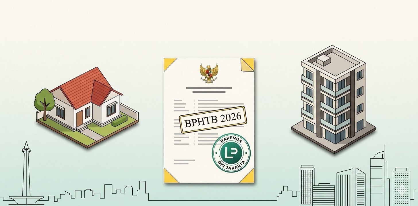 Ilustrasi dokumen perbandingan aturan BPHTB Jakarta 2025 vs 2026 — perubahan Kepgub 450/2026