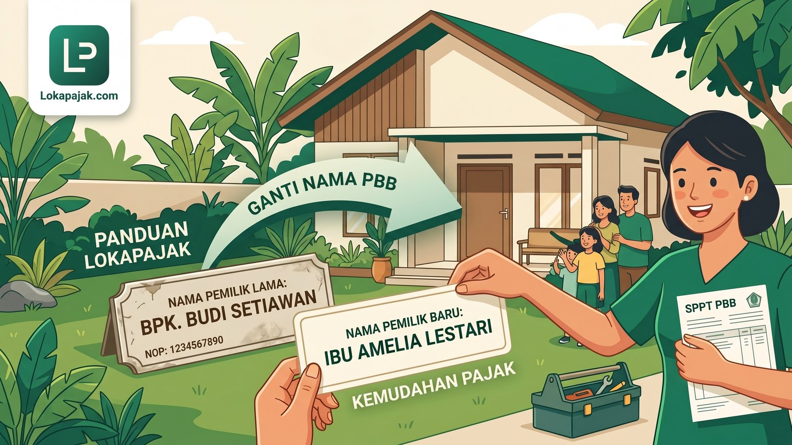 Ilustrasi balik nama PBB Jakarta: nama pemilik di SPPT PBB diganti dari pemilik lama ke pemilik baru